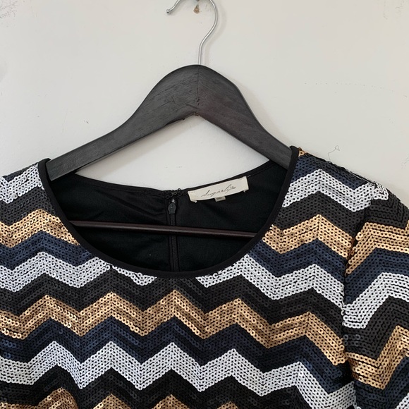 Sugar Lips Sequin Chevron Sleeves Cocktail Dress - Picture 10 of 10